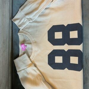 Edikted Cream and Black Long Sleeve Tee